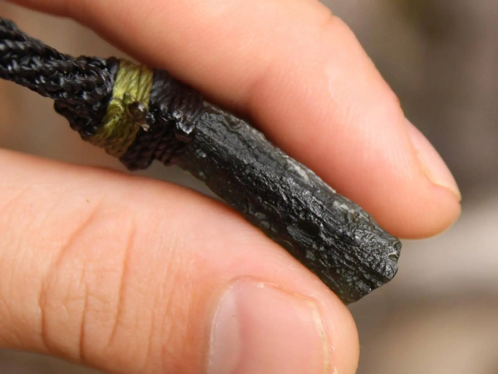 Green Authentic Moldavite Pendant,Platypus Dreaming Genuine Moldavite Necklace,Australian handmade Tropical cord, Elven Crystal jewelry