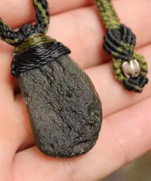 HUGE Genuine MOLDAVITE Necklace,Platypus Dreaming Arrow Head DoubleSide Crystal Authentic Raw Moldavite Pendant,Australian made Macrame Cord