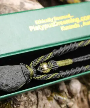 HUGE Genuine MOLDAVITE Necklace,Platypus Dreaming Arrow Head DoubleSide Crystal Authentic Raw Moldavite Pendant,Australian made Macrame Cord