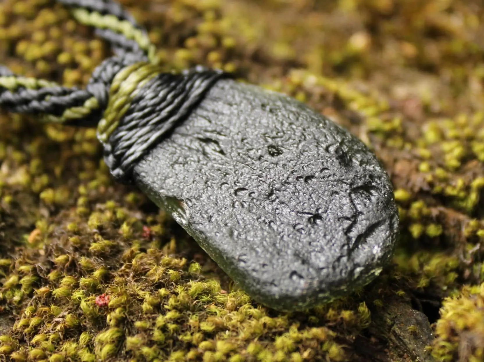 HUGE Genuine MOLDAVITE Necklace,Platypus Dreaming Arrow Head DoubleSide Crystal Authentic Raw Moldavite Pendant,Australian made Macrame Cord