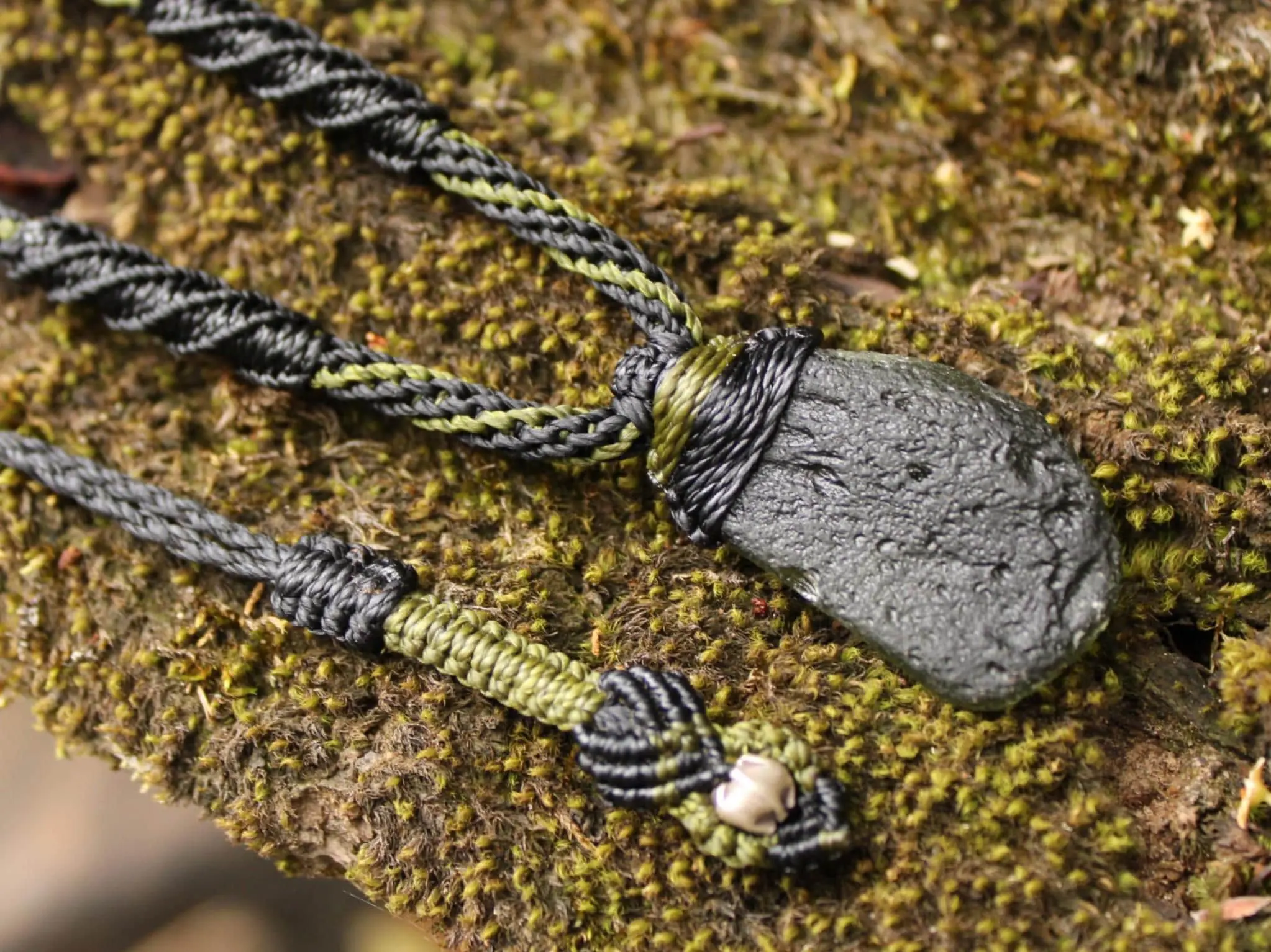 HUGE Genuine MOLDAVITE Necklace,Platypus Dreaming Arrow Head DoubleSide Crystal Authentic Raw Moldavite Pendant,Australian made Macrame Cord