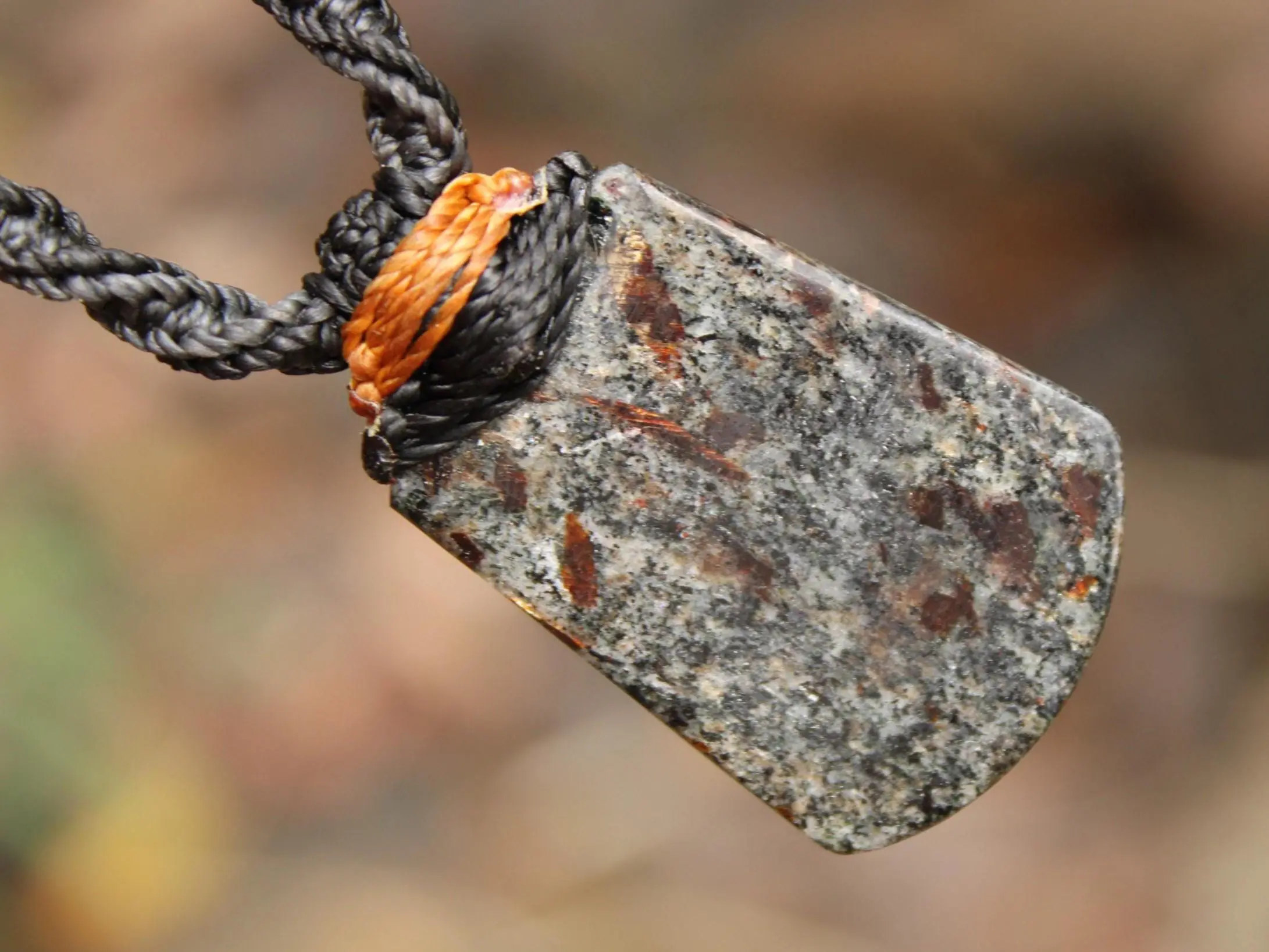 Astrophyllite Crystal Necklace • Star Leaf Healing Stone Talisman • Australian Handmade Handwoven Tropical Cord Pendant