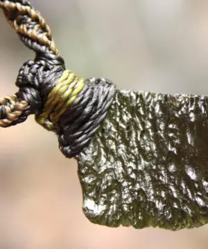 Raw Genuine Moldavite Pendant, Authentic Moldavite Necklace, Australian Made Macrame Cord Light Green Moldavite Jewelry