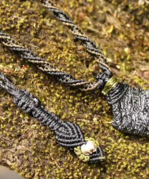 Raw Genuine Moldavite Pendant, Authentic Moldavite Necklace, Australian Made Macrame Cord Light Green Moldavite Jewelry