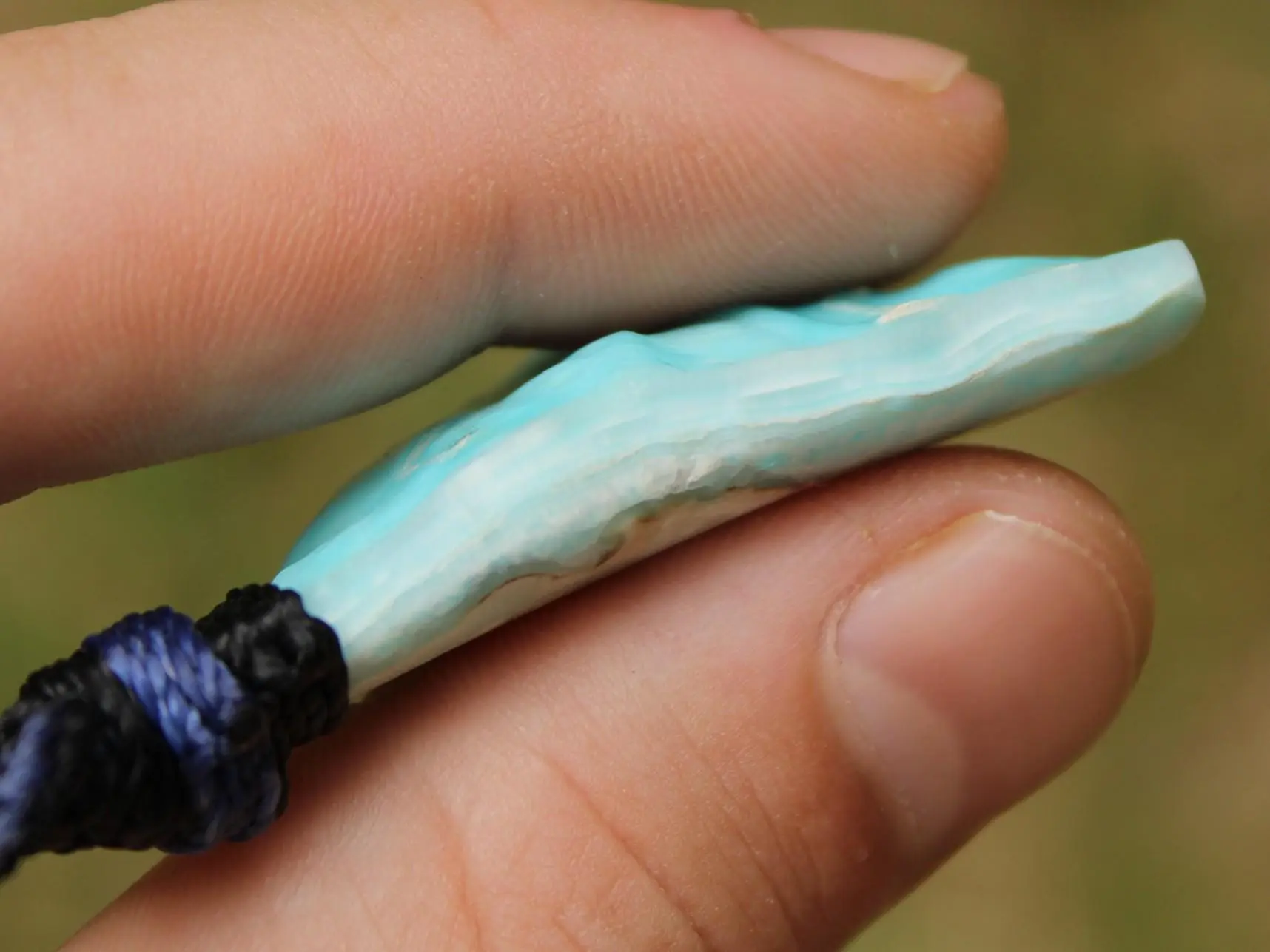 Hemimorphite Crystal Talisman Necklace • Australian Handmade Handwoven Tropical Cord • Healing Blue Stone Tribal Pendant