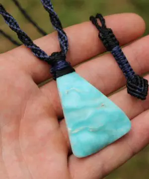 Hemimorphite Crystal Talisman Necklace • Australian Handmade Handwoven Tropical Cord • Healing Blue Stone Tribal Pendant