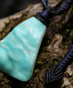 Hemimorphite Crystal Talisman Necklace • Australian Handmade Handwoven Tropical Cord • Healing Blue Stone Tribal Pendant