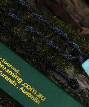 Hemimorphite Crystal Talisman Necklace • Australian Handmade Handwoven Tropical Cord • Healing Blue Stone Tribal Pendant