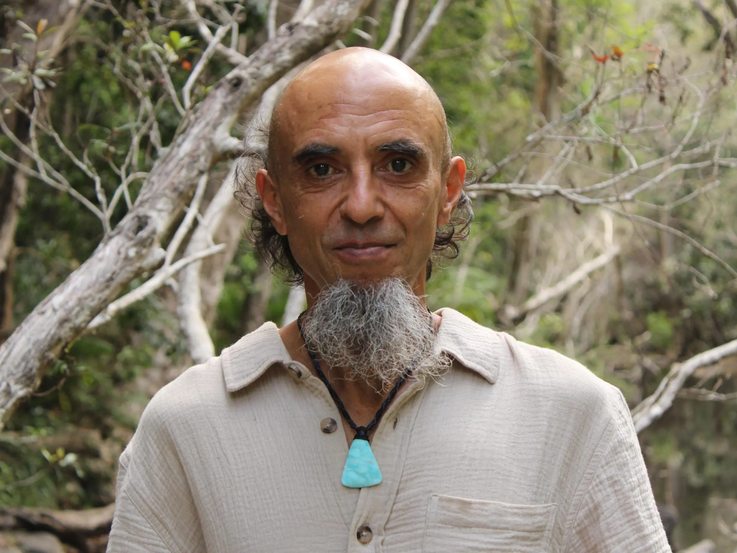 Hemimorphite Crystal Talisman Necklace • Australian Handmade Handwoven Tropical Cord • Healing Blue Stone Tribal Pendant