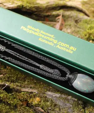 FIRE MATRIX Black OPAL Necklace,Australian Fairy Opal Tribal Pendant, Australian handmade tropical cord, double sided, october birthstone