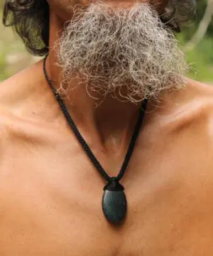 FIRE MATRIX Black OPAL Necklace,Australian Fairy Opal Tribal Pendant, Australian handmade tropical cord, double sided, october birthstone