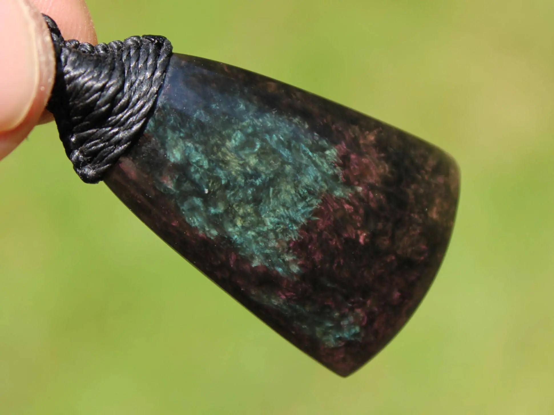 American Elven Rainbow Obsidian Pendant • Volcanic Glass Necklace • Healing Tribal Talisman • Australian Handmade Tropical Cord