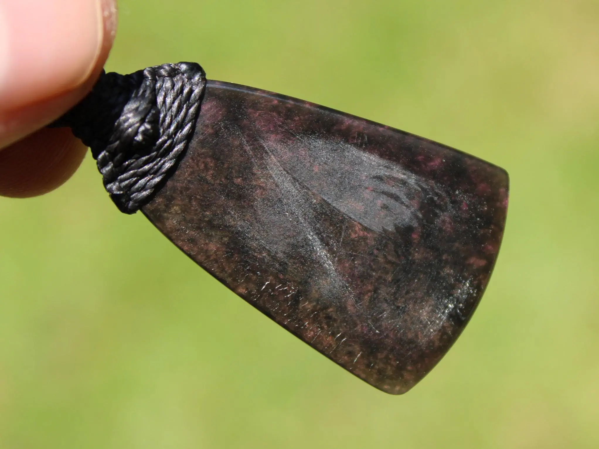 American Elven Rainbow Obsidian Pendant • Volcanic Glass Necklace • Healing Tribal Talisman • Australian Handmade Tropical Cord
