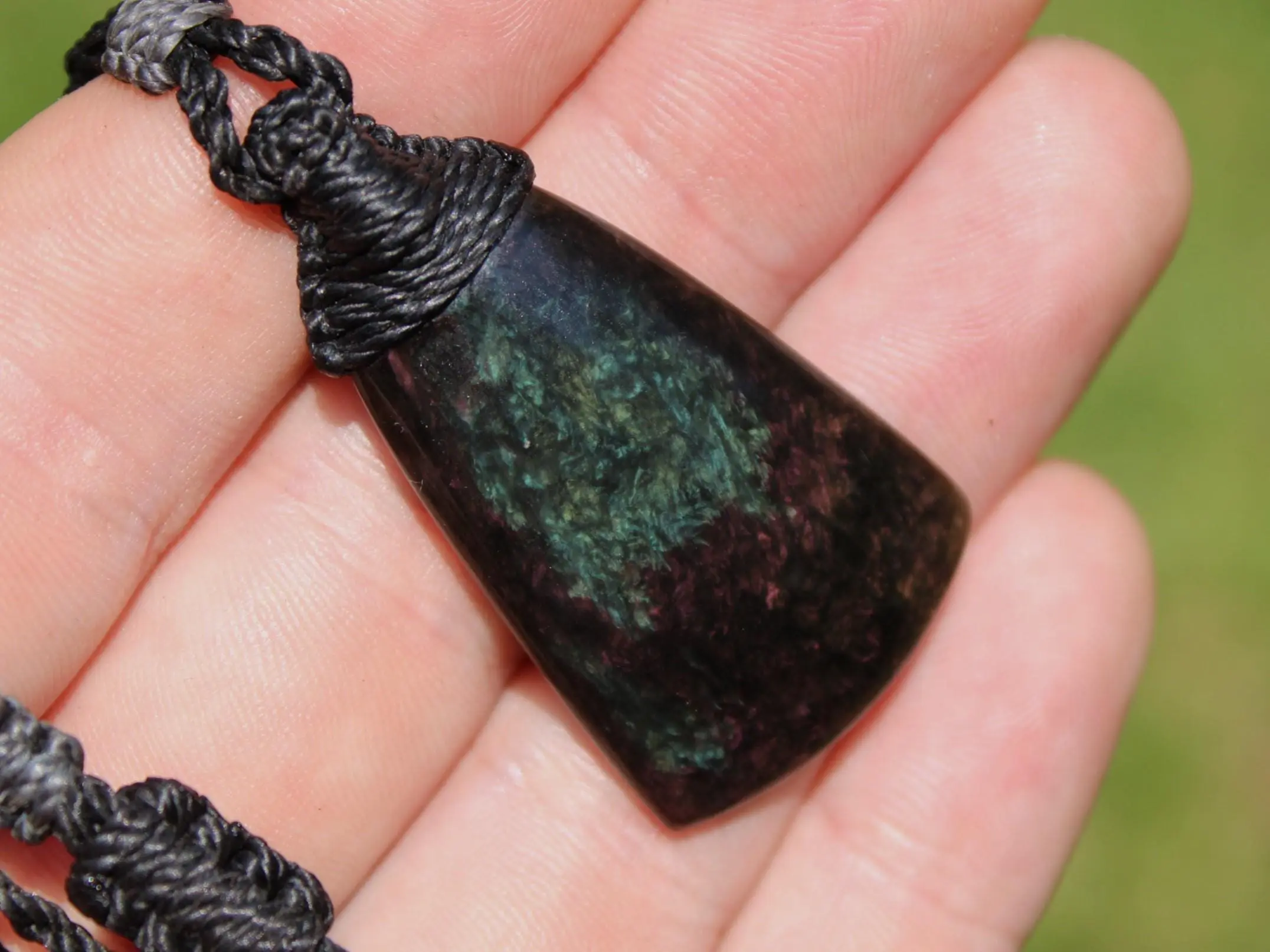 American Elven Rainbow Obsidian Pendant • Volcanic Glass Necklace • Healing Tribal Talisman • Australian Handmade Tropical Cord