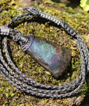 American Elven Rainbow Obsidian Pendant • Volcanic Glass Necklace • Healing Tribal Talisman • Australian Handmade Tropical Cord