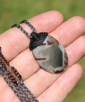 Australian outback jasper necklace,australian made thin macrame cord stone jewelry, crystal healing pendant necklace, platypus dreaming