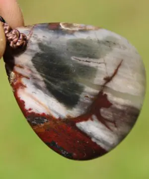 Australian Outback Jasper Necklace • Healing Crystal Pendant • Tribal Stone Jewelry • Australian Handmade Thin Macrame Tropical Cord