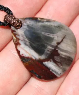Australian Outback Jasper Necklace • Healing Crystal Pendant • Tribal Stone Jewelry • Australian Handmade Thin Macrame Tropical Cord