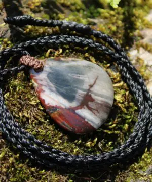 Australian Outback Jasper Necklace • Healing Crystal Pendant • Tribal Stone Jewelry • Australian Handmade Thin Macrame Tropical Cord