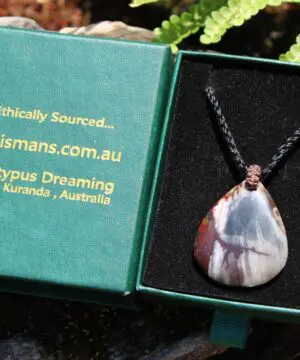 Australian Outback Jasper Necklace • Healing Crystal Pendant • Tribal Stone Jewelry • Australian Handmade Thin Macrame Tropical Cord
