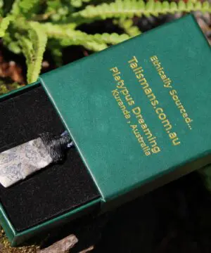 Canadian Natural Silver in Quartz Necklace • Raw Silver Quartz Pendant • Mineral Talisman • Australian Handmade • Handwoven Tropical Cord