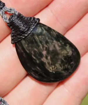 American Elven Rainbow Obsidian Pendant Necklace • Australian Handmade Tropical Cord Volcanic Glass Healing Tribal Talisman Pendant Necklace