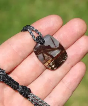 Australian Outback Jasper Pendant Necklace • Australian Handmade Handwoven Tropical Cord • Earthy Tribal Healing Stone Jewelry