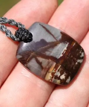 Australian Outback Jasper Pendant Necklace • Australian Handmade Handwoven Tropical Cord • Earthy Tribal Healing Stone Jewelry
