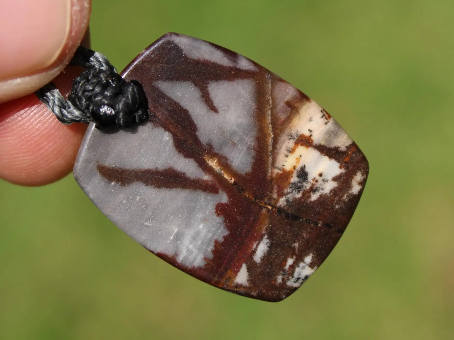 Australian Outback Jasper Pendant Necklace • Australian Handmade Handwoven Tropical Cord • Earthy Tribal Healing Stone Jewelry