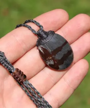 Australian Outback Jasper Pendant Necklace • Australian Handmade Handwoven Tropical Cord • Earthy Tribal Healing Stone Jewelry