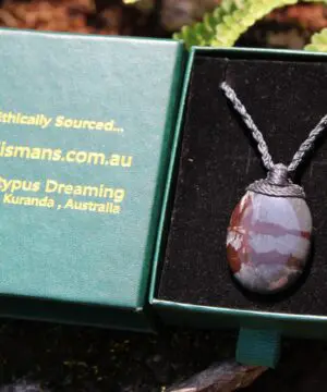 Australian Outback Jasper Pendant Necklace • Australian Handmade Handwoven Tropical Cord • Earthy Tribal Healing Stone Jewelry