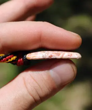 Australian Crazy Lace Agate Pendant Necklace, Australian HandMade handwoven tropical cord crystal healing Pendant Talisman, Black Yellow Red