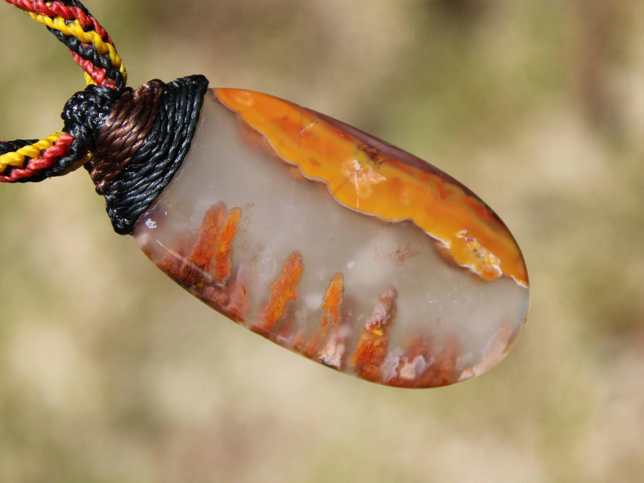 Kerrouchan Agate Pendant • Tribal Healing Crystal Necklace • Australian Handmade Tropical Cord • Indigenous Inspired Talisman