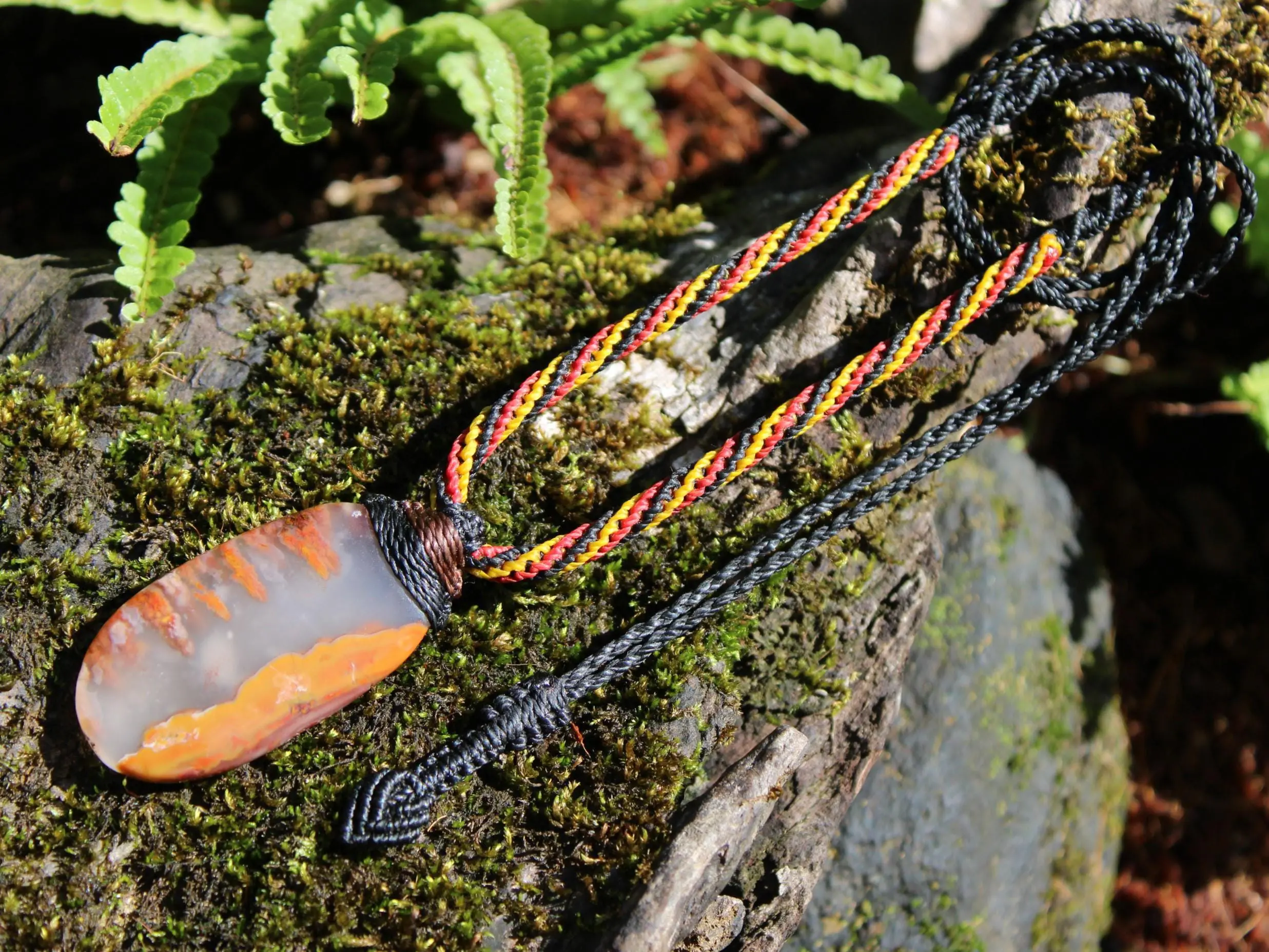 Kerrouchan Agate Pendant • Tribal Healing Crystal Necklace • Australian Handmade Tropical Cord • Indigenous Inspired Talisman