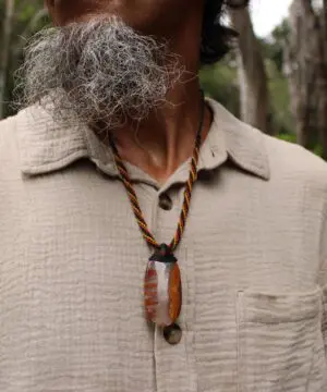 Kerrouchan Agate Pendant • Tribal Healing Crystal Necklace • Australian Handmade Tropical Cord • Indigenous Inspired Talisman