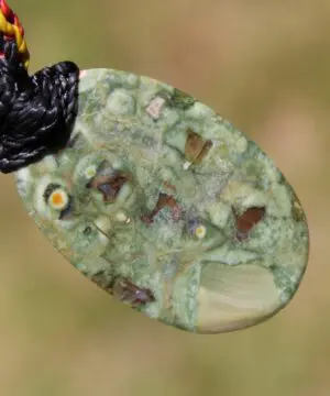 Australian Rainforest Jasper Necklace • Royal Rhyolite Pendant • Indigenous Inspired Talisman • Australian Handmade Handwoven Tropical Cord