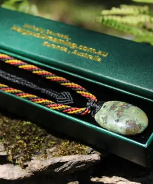 Australian Rainforest Jasper Necklace • Royal Rhyolite Pendant • Indigenous Inspired Talisman • Australian Handmade Handwoven Tropical Cord