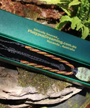 Australian Rainforest Jasper Necklace • Royal Rhyolite Pendant • Indigenous Inspired Talisman • Australian Handmade Handwoven Tropical Cord