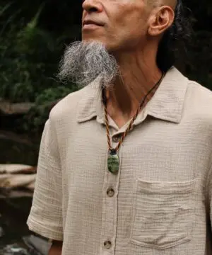 Australian Rainforest Jasper Necklace • Royal Rhyolite Pendant • Indigenous Inspired Talisman • Australian Handmade Handwoven Tropical Cord