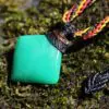 Australian Marlborough Chrysoprase Necklace • Gel Green Stone Pendant • Indigenous Inspired Tribal Talisman • Handmade Tropical Cord Jewelry