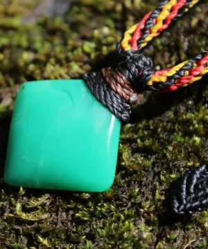 Australian Marlborough Chrysoprase Necklace • Gel Green Stone Pendant • Indigenous Inspired Tribal Talisman • Handmade Tropical Cord Jewelry