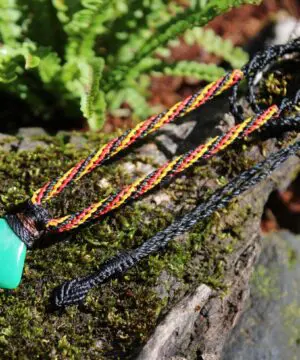 Australian Marlborough Chrysoprase Necklace • Gel Green Stone Pendant • Indigenous Inspired Tribal Talisman • Handmade Tropical Cord Jewelry