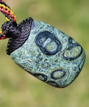 Kambaba Jasper Necklace • Stromatolite Fossil Pendant • Tribal Healing Jewelry • Indigenous-Inspired Australian Handmade Tropical Cord