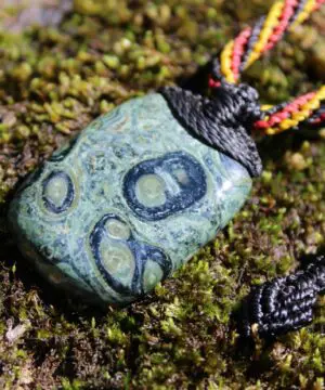 Kambaba Jasper Necklace • Stromatolite Fossil Pendant • Tribal Healing Jewelry • Indigenous-Inspired Australian Handmade Tropical Cord