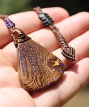 Australian Matrix OPAL Pendant Necklace, Australian Solid Seam Boulder Opal jewelry, Australian Made Macrame Cord Healing Jewelry