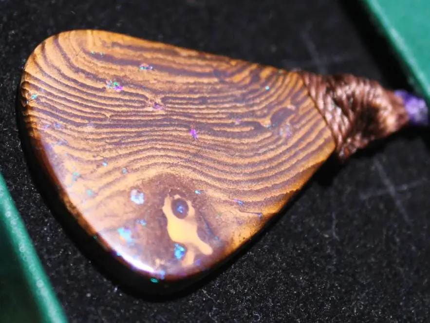 Australian Matrix OPAL Pendant Necklace, Australian Solid Seam Boulder Opal jewelry, Australian Made Macrame Cord Healing Jewelry