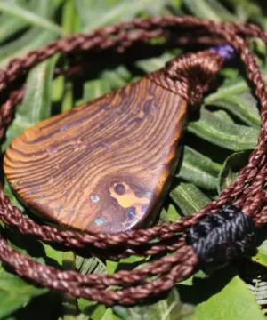 Australian Matrix OPAL Pendant Necklace, Australian Solid Seam Boulder Opal jewelry, Australian Made Macrame Cord Healing Jewelry