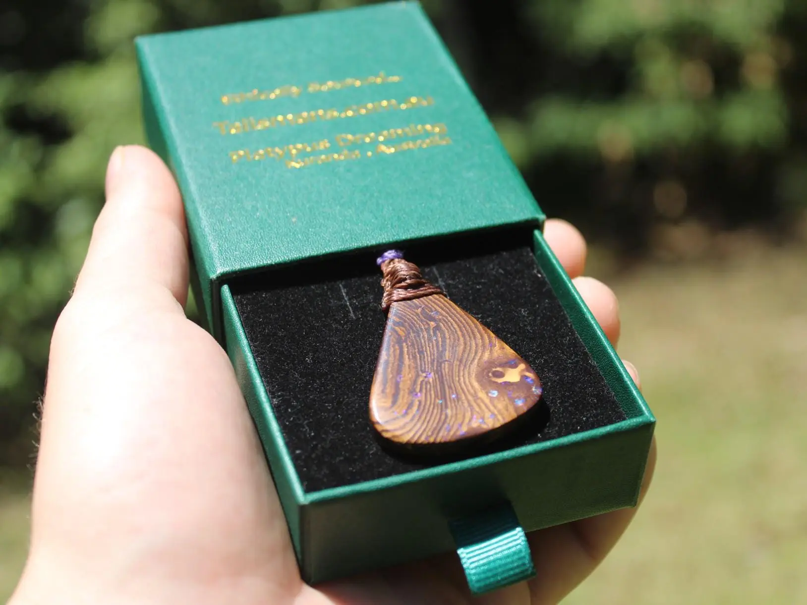 Australian Matrix OPAL Pendant Necklace, Australian Solid Seam Boulder Opal jewelry, Australian Made Macrame Cord Healing Jewelry