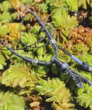 Australian KYANITE Necklace, Black Kyanite Pendant, Australian made Tropical Cord, Healing Crystal Jewellery, Handmade NeoTribal Talisman