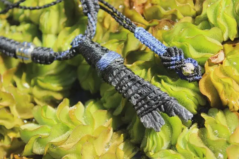 Australian KYANITE Necklace, Black Kyanite Pendant, Australian made Tropical Cord, Healing Crystal Jewellery, Handmade NeoTribal Talisman